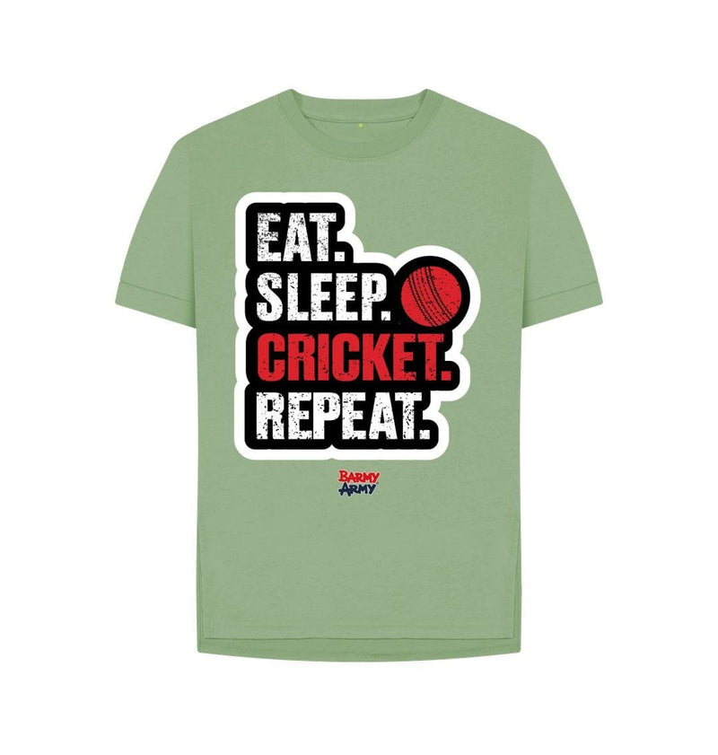 Sage Barmy Army  Eat Sleep Slogan Relaxed Fit Tee - Ladies