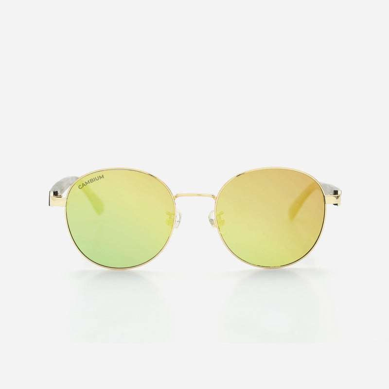 Cambium Lisbon Sunglasses - Aluminium & Wood Frame Gold Chrome