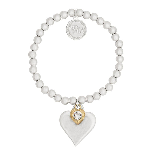 Bibi Bijoux Silver Heart Charm Ball Bracelet