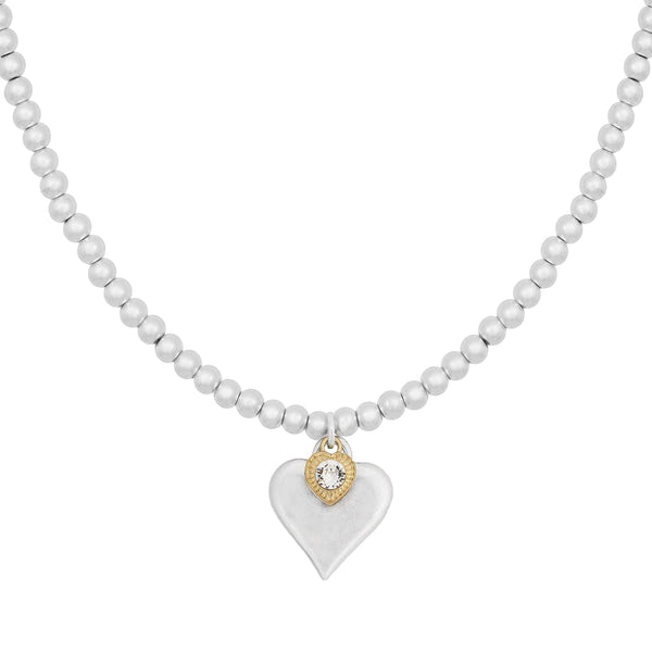 Bibi Bijoux Silver Heart Charm Ball Necklace