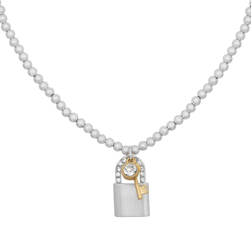 Bibi Bijoux Silver Padlock Charm Ball Necklace