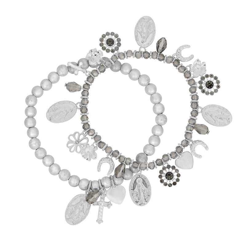Bibi Bijoux Silver Lucky Charm Bracelet Set
