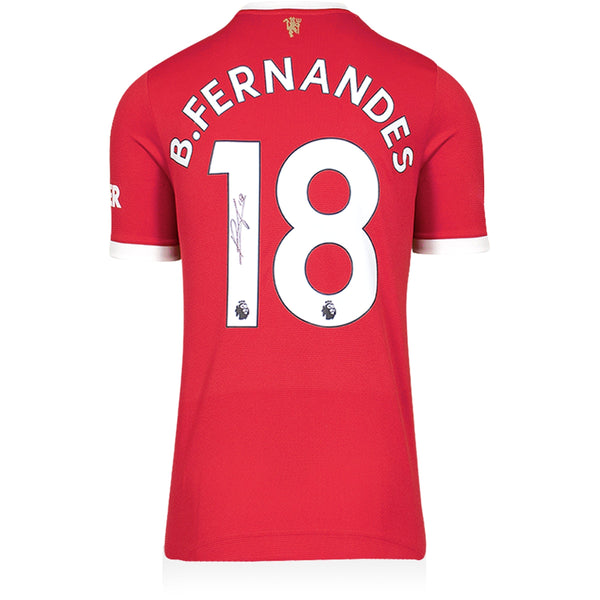 Bruno Fernandes Manchester United 2021-22 Home Shirt With Back Signed