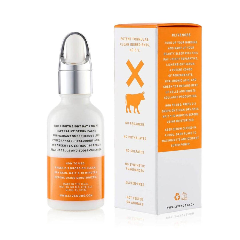 No BS Skincare Vitamin C + E Serum bottle and box back