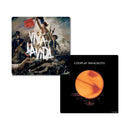 Coldplay Gift Set with boxed Coffee Mug, Travel Mug, 2 Drinks Coasters, Pin Badge