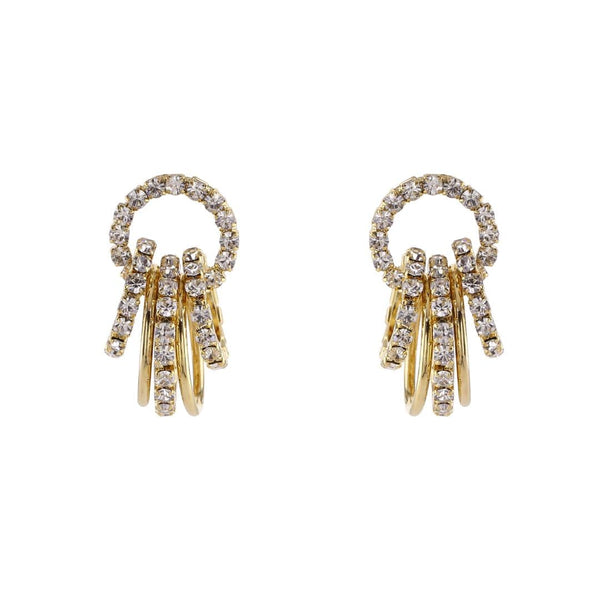 loveRocks Crystal Rings On Ring Stud Earrings Gold Tone