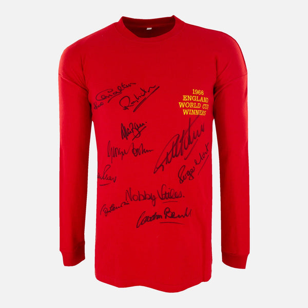 England 1966 Signed Shirt World Cup Winners Red Football Jersey