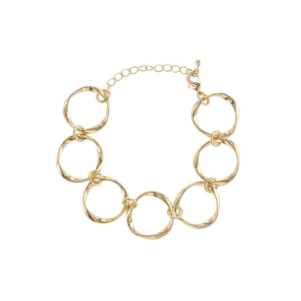 loveRocks Beaten Rings Bracelet Gold Tone