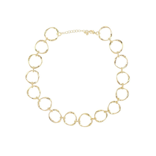 loveRocks Beaten Rings Collar Necklace Gold Tone