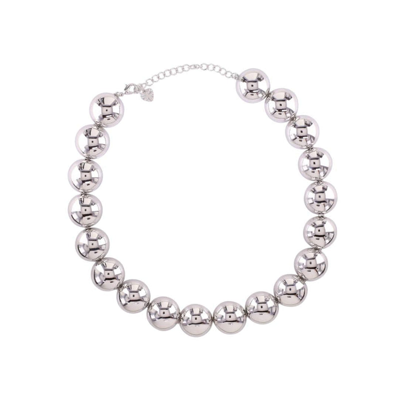 loveRocks Linked Domes Collar Necklace Silver Tone