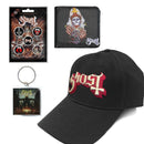 Ghost Gift Set with Ghost Papa Nihil (Wallet), Keychain, Baseball Cap, 5 x Button Badges, Woven Patch