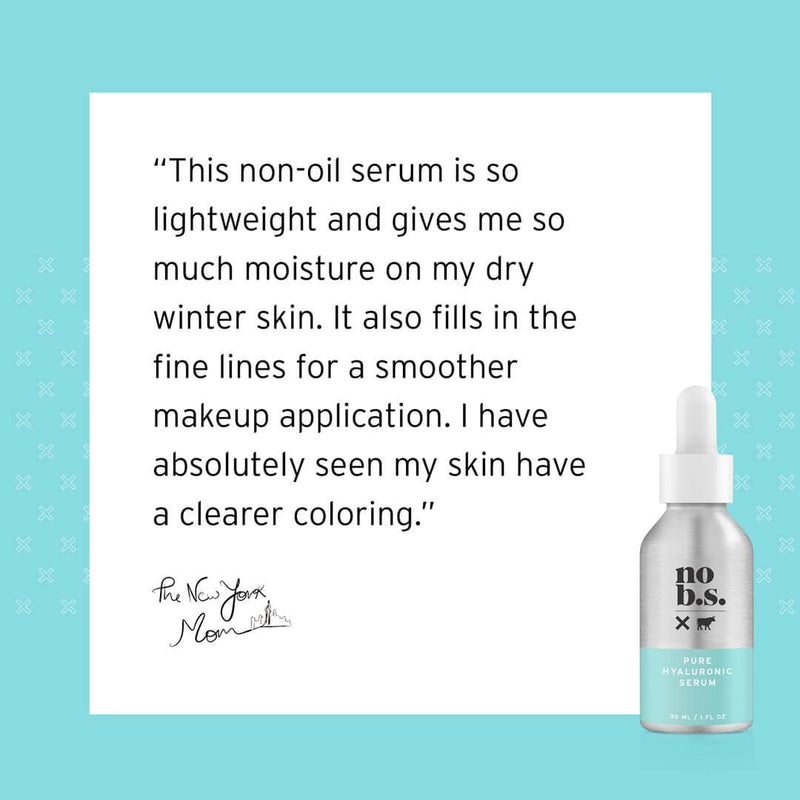 No BS Skincare Hyaluronic Serum PR Quote