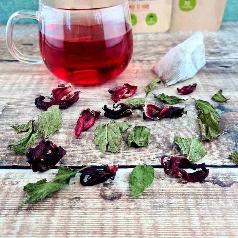 Hibiscus and Mint Tea Bags Organic By The Natural Health Market - organic herbal tea