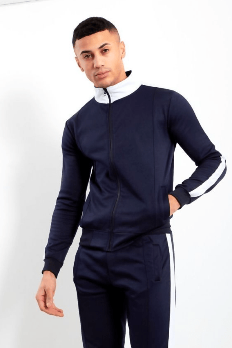 Aahron ‘Deansgate’ Navy Pintuck Funnel Tracksuit