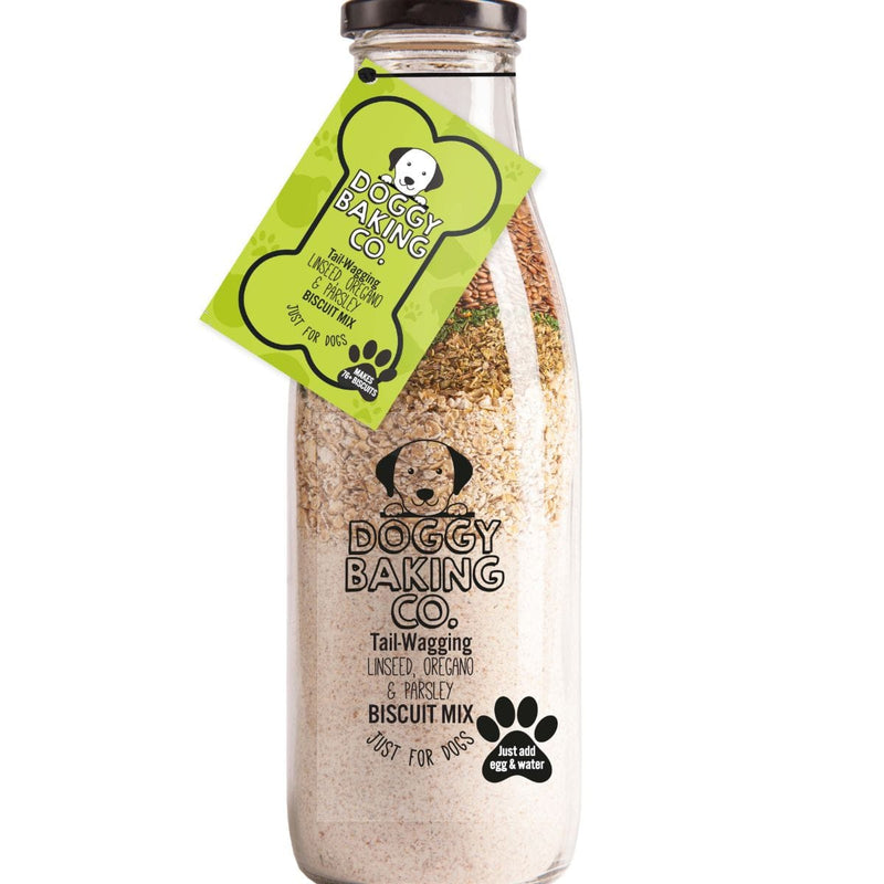 Tail-Wagging Linseed, Oregano & Parsley Doggy Baking Co Biscuit Mix - Case of 6 in Bottles - Cookie Mix - Bottled Baking Co