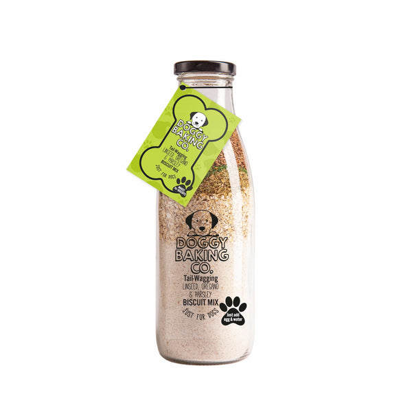 Tail-Wagging Linseed, Oregano & Parsley Doggy Baking Co Biscuit Mix - Case of 6 in Bottles - Cookie Mix - Bottled Baking Co