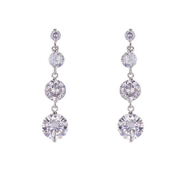 loveRocks 4 Pretty CZ Stones Drop Earrings Silver Tone