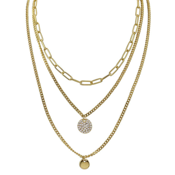 loveRocks Crystal Disc Chain Layer Necklace