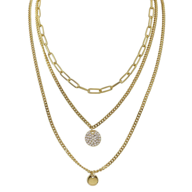 loveRocks Crystal Disc Chain Layer Necklace