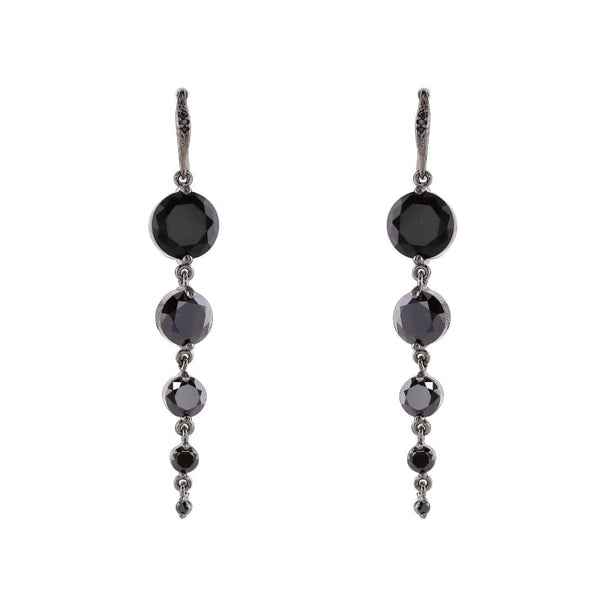 loveRocks 5 CZ Stone Tapering Elegant Earrings Jet Black