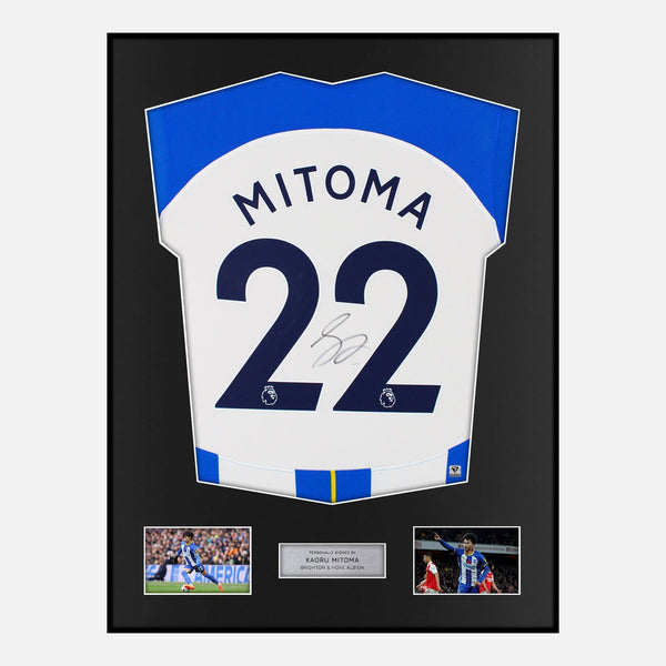 Framed Kaoru Mitoma Signed Brighton Shirt Home 2022-23 [Modern]