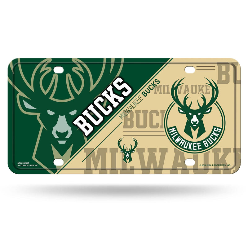 Milwaukee Bucks Split Design Metal License Plate