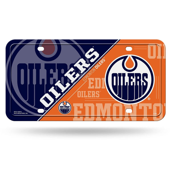 Edmonton Oilers Split Design Metal License Plate