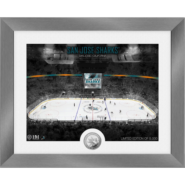 San Jose Sharks Art Deco Stadium Silver Coin in Framed Photo