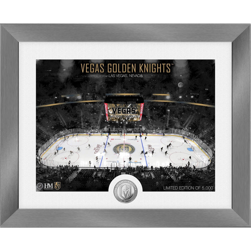Vegas Golden Knights Art Deco Stadium Silver Coin in Framed Photo