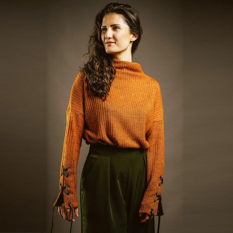 Orange Knitted Jumper and green culottes Out of sync
