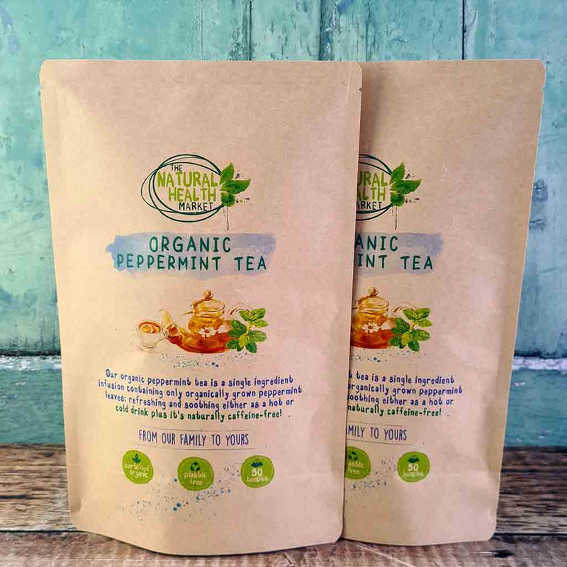 Peppermint Tea Bags 100 Pack By The Natural Health Market - organic peppermint tea in plastic free packaging