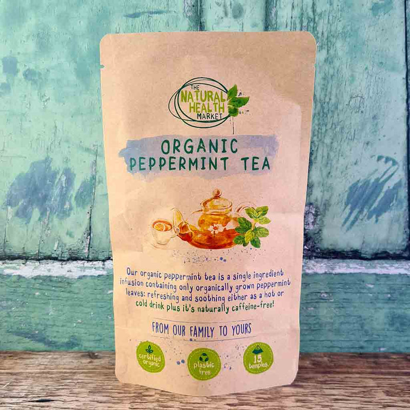 Peppermint Tea Bags 15 Pack By The Natural Health Market - organic peppermint tea in plastic free packaging