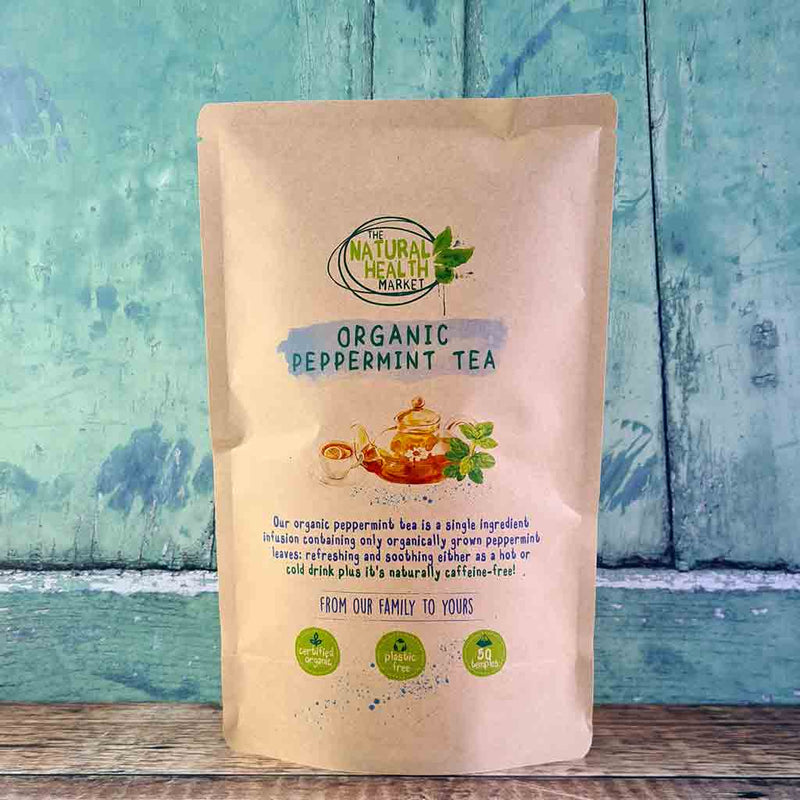 Peppermint Tea Bags 50 Pack By The Natural Health Market - organic peppermint tea in plastic free packaging