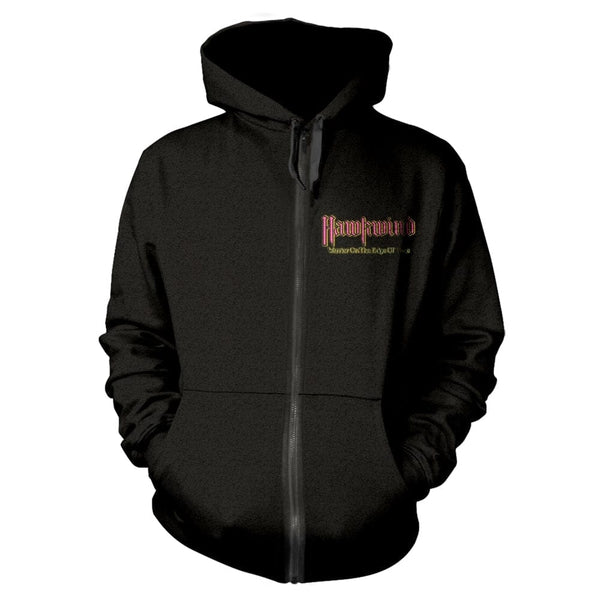 Hawkwind Unisex Zipped Hoodie: Warrior On The Edge Of Time (back print)