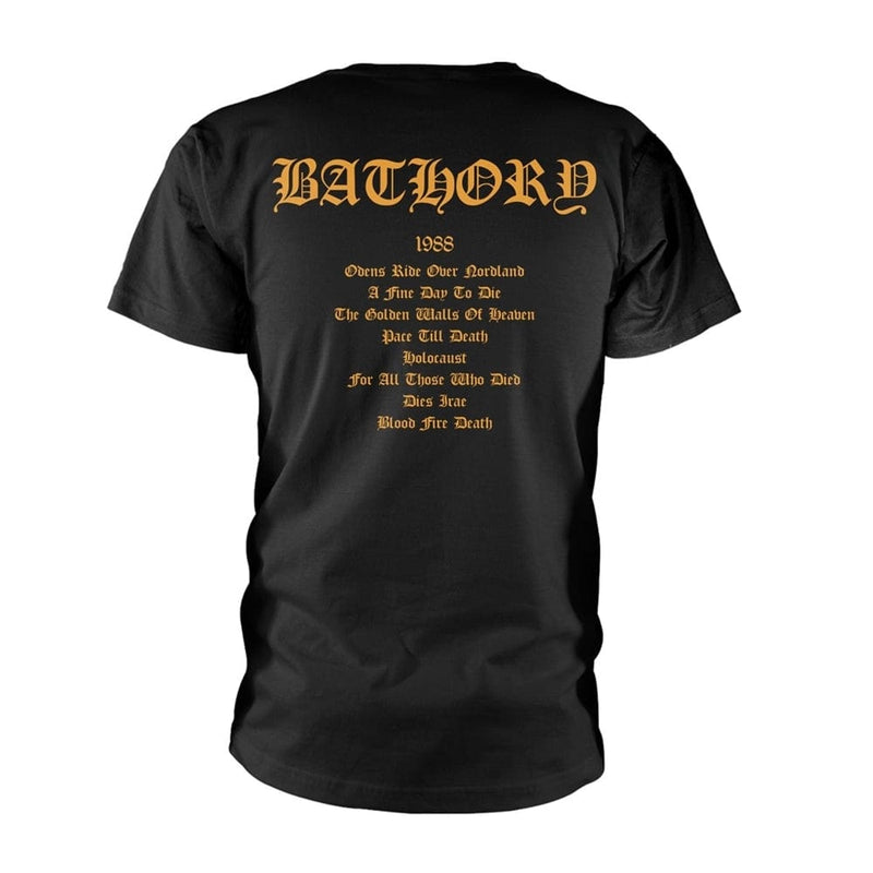 Bathory Unisex T-shirt: Blood Fire Death (back print)