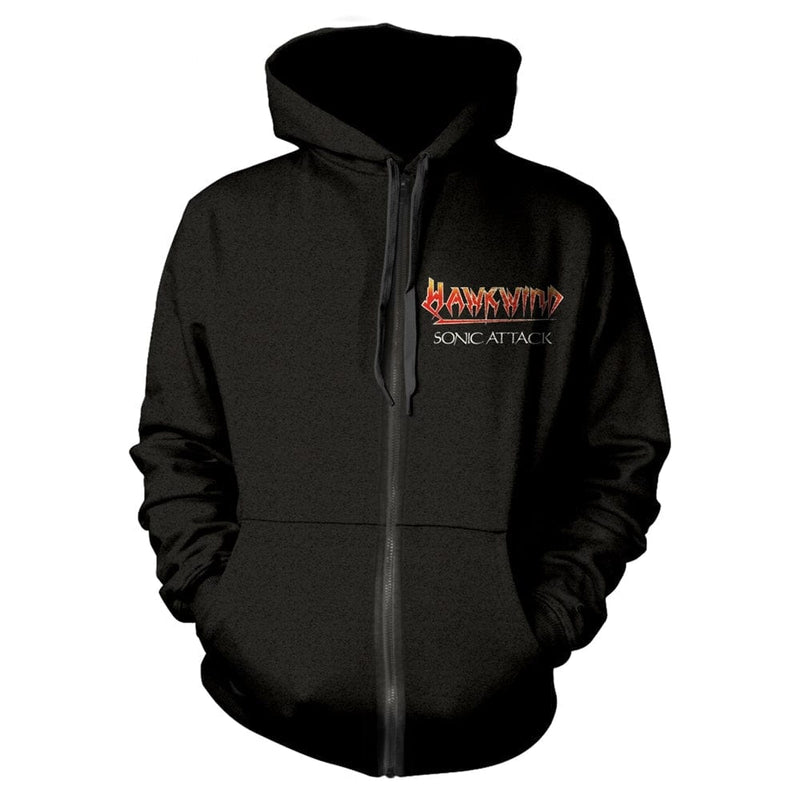 Hawkwind Unisex Zipped Hoodie: Sonic Attack (back print)