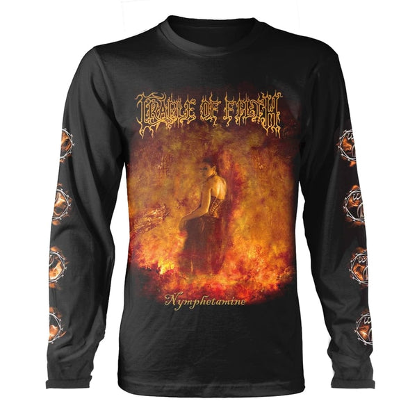 Cradle Of Filth Unisex Long Sleeved T-shirt: Nymphetamine Album (back print)
