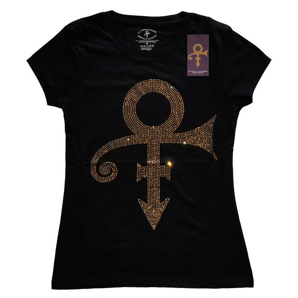 Prince  | Official Ladies T-shirt |  Gold Symbol (Diamante)