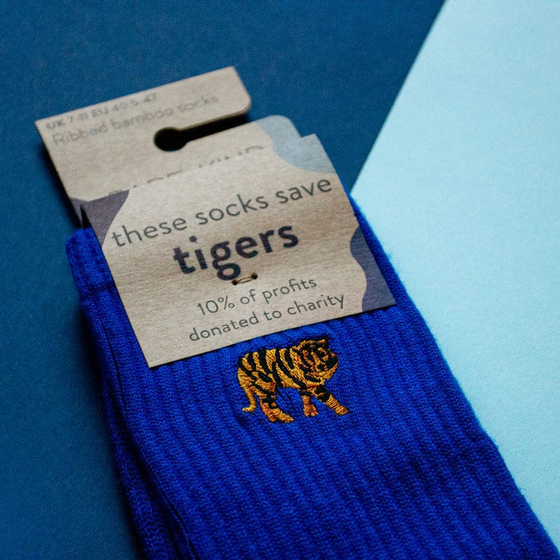 Save the Tigers Ribbed Bamboo Socks