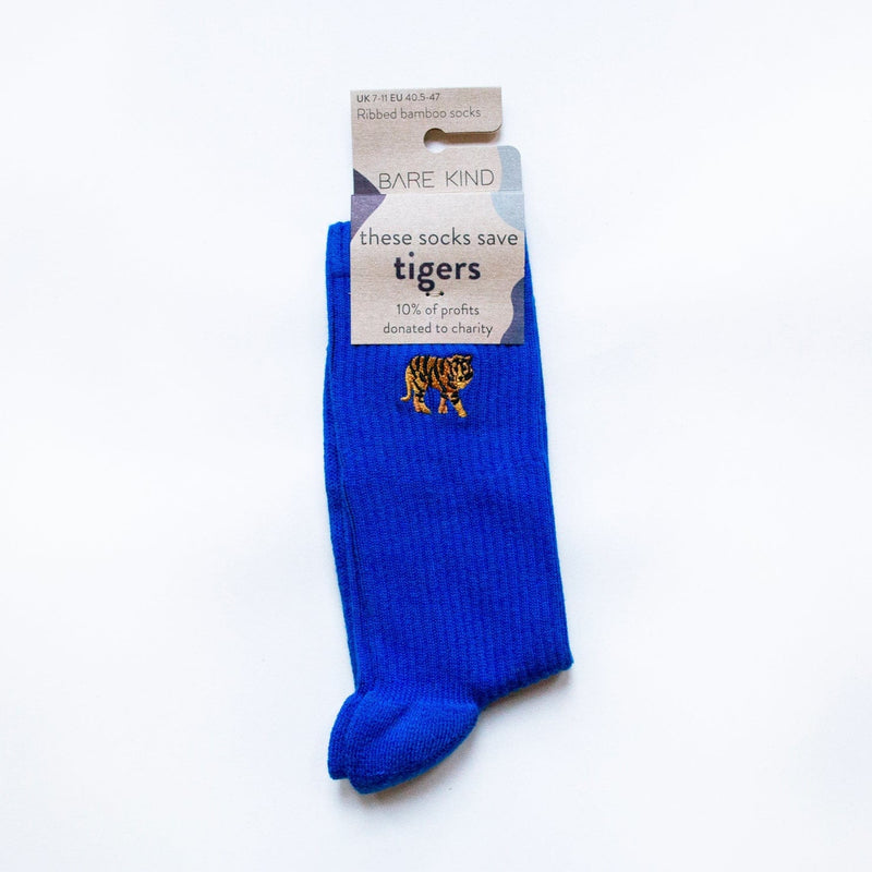 Save the Tigers Ribbed Bamboo Socks