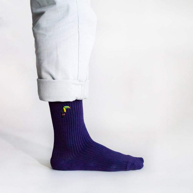 Save the Toucans Ribbed Bamboo Socks