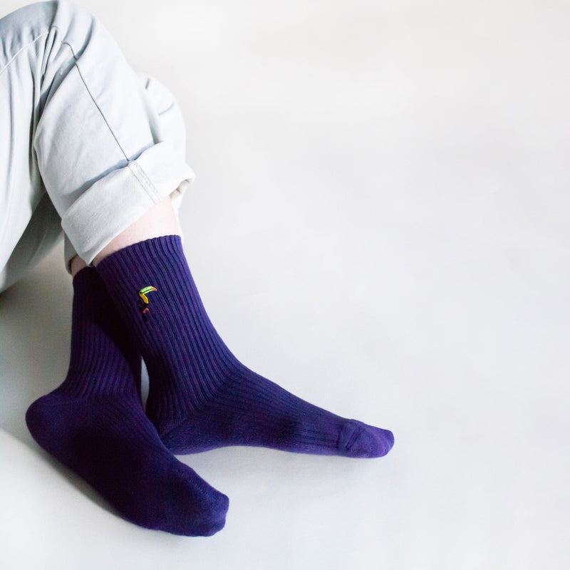 Save the Toucans Ribbed Bamboo Socks