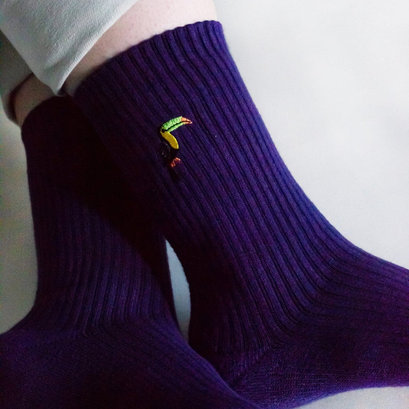 Save the Toucans Ribbed Bamboo Socks