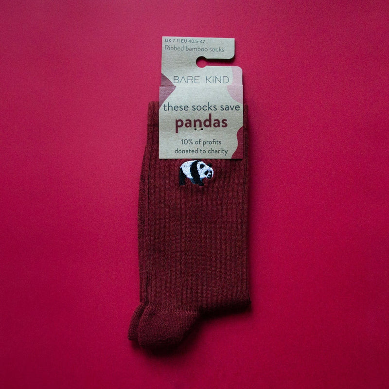 Save the Pandas Ribbed Bamboo Socks