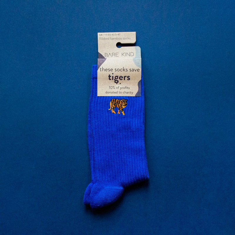 Save the Tigers Ribbed Bamboo Socks