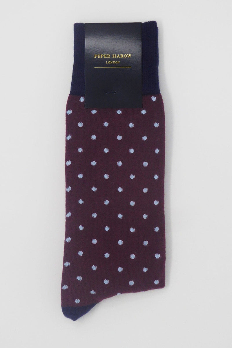 Pin Polka Burgundy Luxury Men's Socks