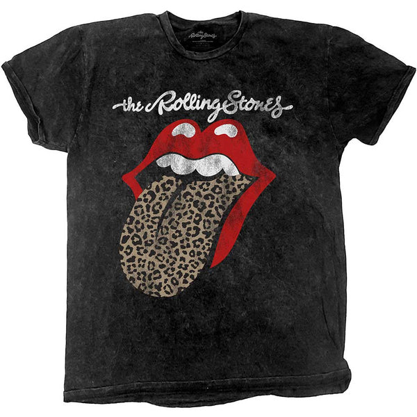 The Rolling Stones | Official Band T-shirt | Leopard Tongue (Acid Wash)