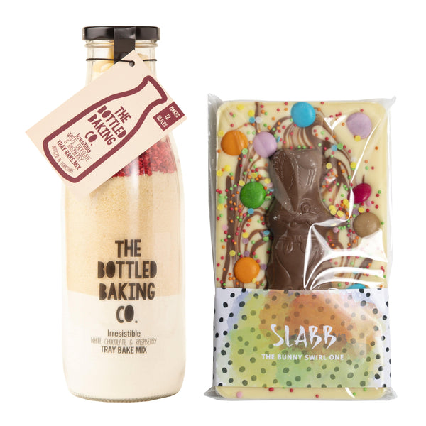 Raspberry traybake and White Easter Slabb - Bottled Baking Co