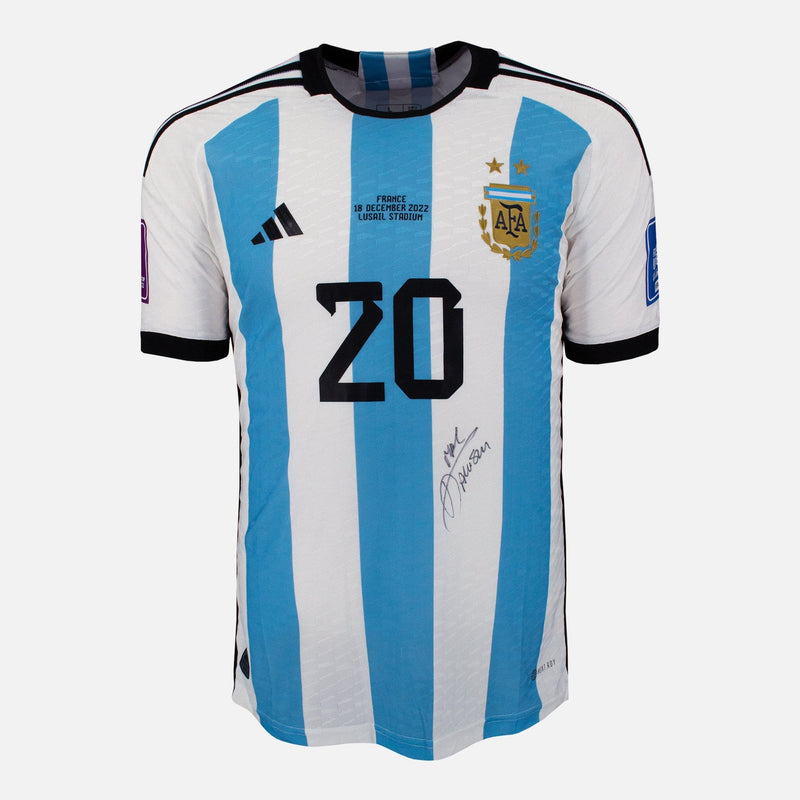 Framed Mac Allister Signed Argentina Shirt 2022 World Cup Winners [Modern]