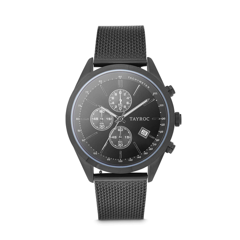 Highlander BLACK/BLACK. A bold and stunning composite of features pulled together to create a truly outstanding timepiece that is versatile and sleek. Style 1 view.